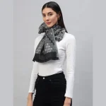 Women's Pashmina Grey Geometric Wool Scarf - Image 3