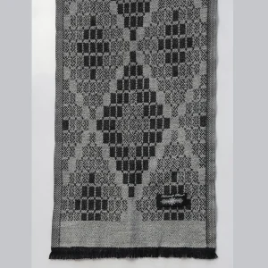 Women's Pashmina Grey Geometric Wool Scarf - Image 6