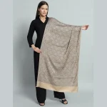 Women's Premium Quality Beige Floral Wool Stole - Image 2