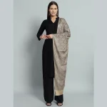 Women's Premium Quality Beige Floral Wool Stole - Image 3