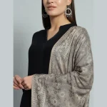 Women's Premium Quality Beige Floral Wool Stole - Image 5