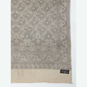 Women's Premium Quality Beige Floral Wool Stole - Image 7