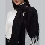 Women's Purple Check Wool Scarf - Image 5