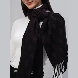 Women's Purple Check Wool Scarf - Image 5