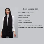 Women's Purple Check Wool Scarf - Image 7