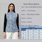 Women's Sleeveless Blue Floral Print Cotton Jackets - Image 11