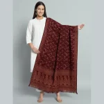 Women's Traditional Maroon Paisley Woolen Shawl - Image 2