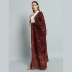 Women's Traditional Maroon Paisley Woolen Shawl - Image 3