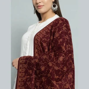 Women's Traditional Maroon Paisley Woolen Shawl - Image 5