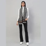 Women's Winter Black Fair Isle Wool Scarf - Image 4