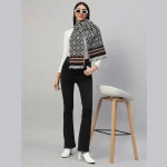 Women's Winter Black Fair Isle Wool Scarf - Image 2
