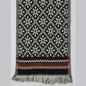 Women's Winter Black Fair Isle Wool Scarf - Image 6