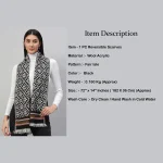 Women's Winter Black Fair Isle Wool Scarf - Image 7