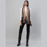 Women's Winter Cashmere Scarf Brown Striped - Image 3