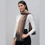 Women's Winter Cashmere Scarf Brown Striped - Image 4
