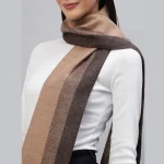 Women's Winter Cashmere Scarf Brown Striped - Image 5