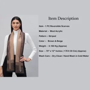 Women's Winter Cashmere Scarf Brown Striped - Image 7