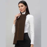 Women's Winter Reversible Brown Chevron Scarf - Image 4