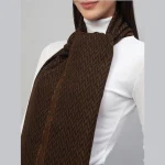 Women's Winter Reversible Brown Chevron Scarf - Image 5