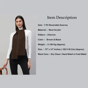 Women's Winter Reversible Brown Chevron Scarf - Image 7
