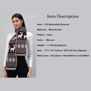 Women's Winter Reversible Scarfs Maroon Color - Image 7