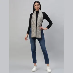 Women's Winter Scarf Beige Floral - Image 3