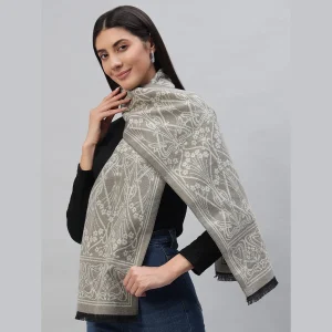Women's Winter Scarf Beige Floral - Image 4