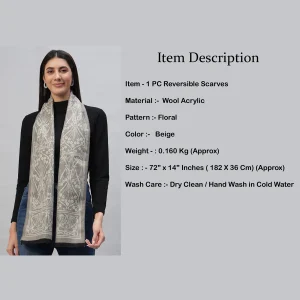 Women's Winter Scarf Beige Floral - Image 7