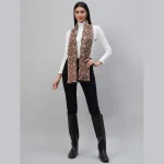 Women's Winter Warm Brown Abstract Wool Scarf - Image 3