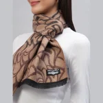 Women's Winter Warm Brown Abstract Wool Scarf - Image 5