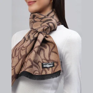 Women's Winter Warm Brown Abstract Wool Scarf - Image 5