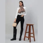 Women's Winter Warm Brown Abstract Wool Scarf - Image 2