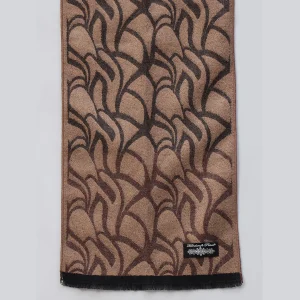 Women's Winter Warm Brown Abstract Wool Scarf - Image 6