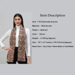 Women's Winter Warm Brown Abstract Wool Scarf - Image 7