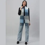 Women's Winter Warm Thick Scarf Blue Striped - Image 4