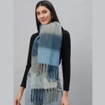 Women's Winter Warm Thick Scarf Blue Striped - Image 3