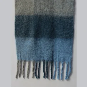 Women's Winter Warm Thick Scarf Blue Striped - Image 6