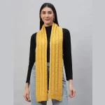 Yellow Wool Knitted Scarf for Women's