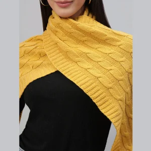 Yellow Wool Knitted Scarf for Women's - Image 5