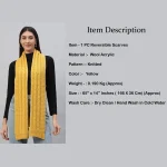 Yellow Wool Knitted Scarf for Women's - Image 7