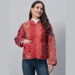 Beautiful Red Patchwork Quilted Cotton Jacket - Image 2