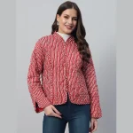 Beautiful Red Patchwork Quilted Cotton Jacket - Image 8