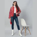 Beautiful Red Patchwork Quilted Cotton Jacket - Image 3