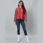 Beautiful Red Patchwork Quilted Cotton Jacket - Image 9