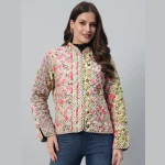 Beige Patchwork Reversible Quilted Jacket / Coat - Image 2
