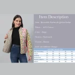 Beige Patchwork Reversible Quilted Jacket / Coat - Image 9