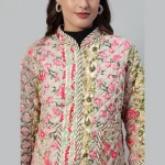Beige Patchwork Reversible Quilted Jacket / Coat - Image 5