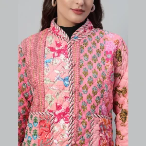 Handmade Boho Coat Woman Gift Winter Pink Jacket - Image 6