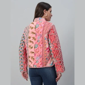 Handmade Boho Coat Woman Gift Winter Pink Jacket - Image 7