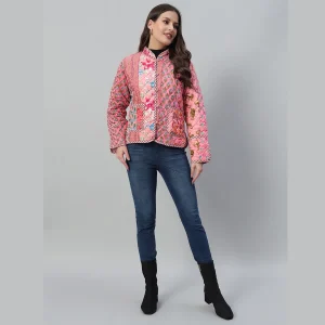 Handmade Boho Coat Woman Gift Winter Pink Jacket - Image 9